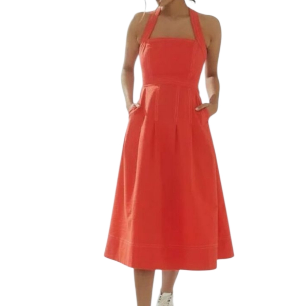 Anthropologie Maeve Alessandra Cross Back Midi Dress Size 12